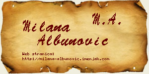 Milana Albunović vizit kartica